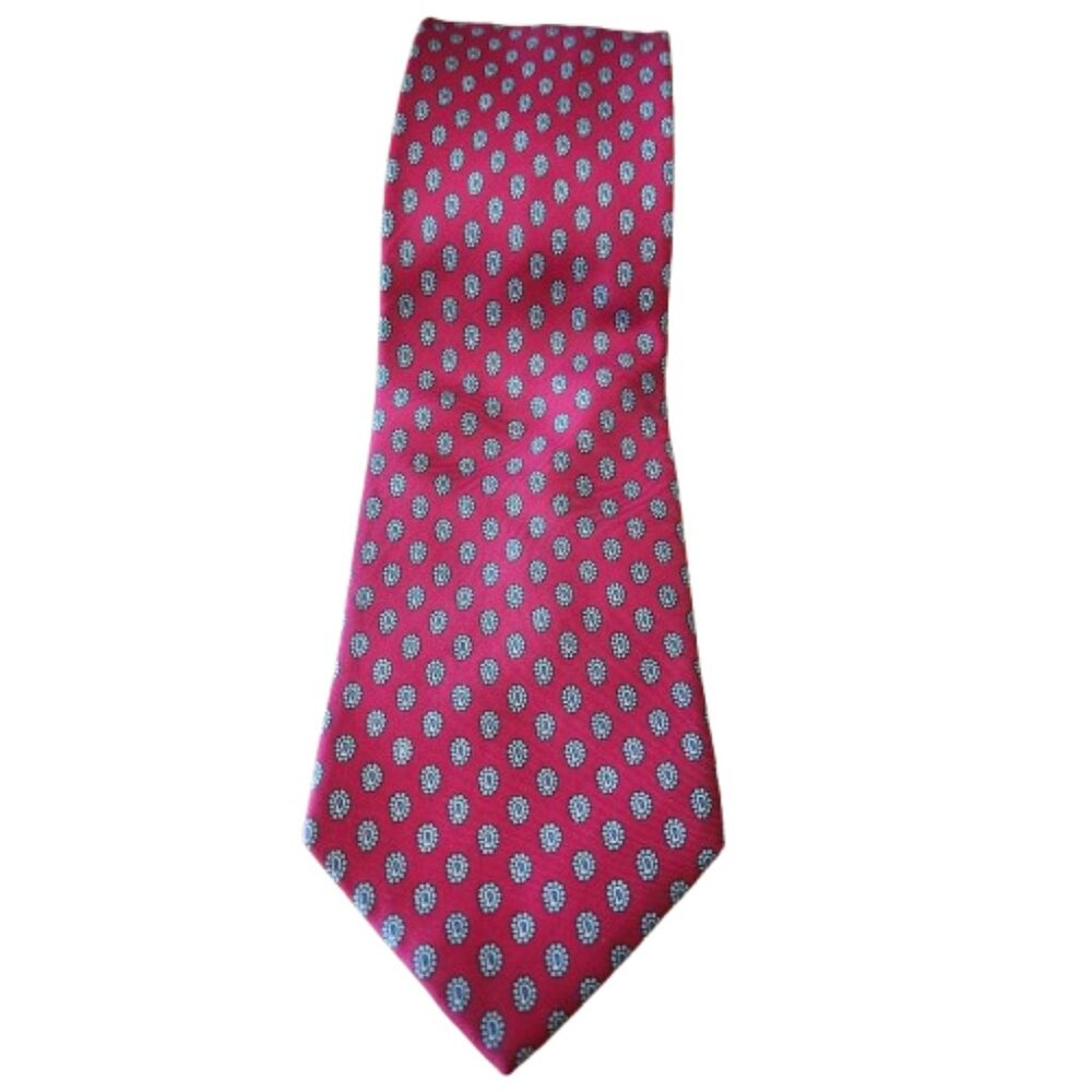 Tall Ties by Tie Rack Red Gold Paisley Silk Tie Made in Italy 157cm x 9cm Long